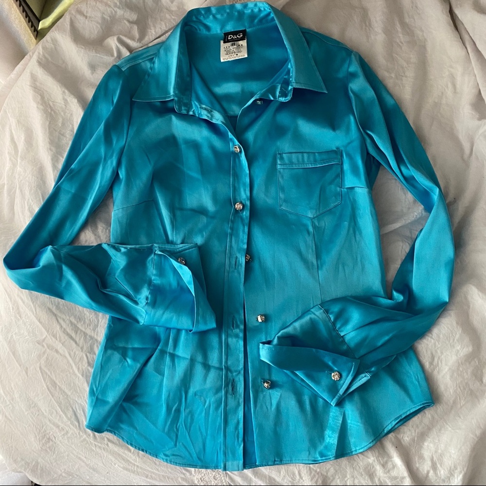 Dolce & Gabbana blue diamond button up